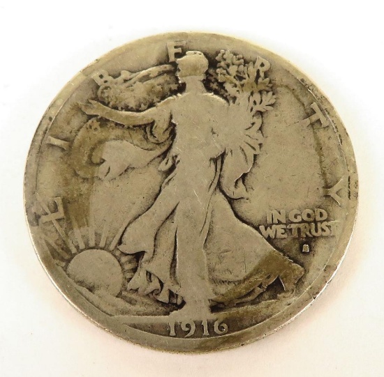 1916 S Obverse Walking Liberty Half Dollar.