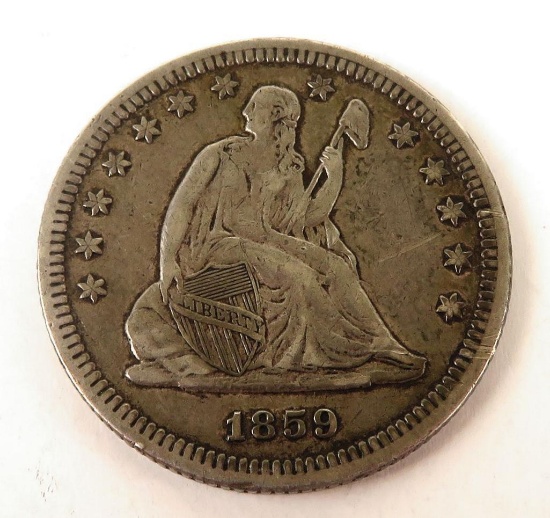 1859 Seated Liberty Quarter.