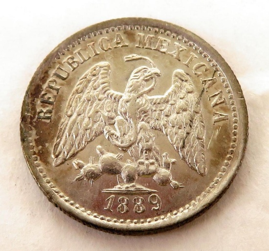 1889-Do-c Mexico Second Republic 5 Centavos.