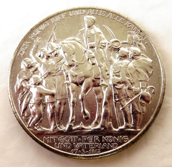 1913-A German States Prussia 2 Mark Defeat of Napoleon.
