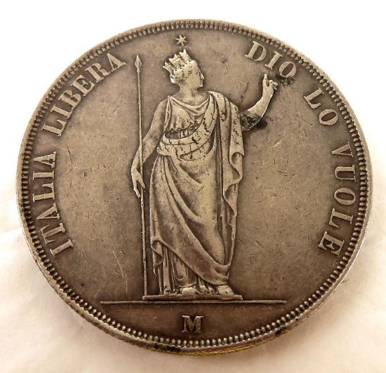 1848-M Italian States Lombardy-Venetia 5 Lire.