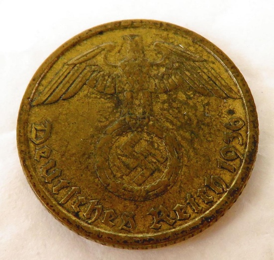Rare Key Date! 1936-G Germany Third Reich 5 Reichspfennig.