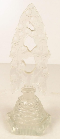 Vintage Ornate Clear Glass Perfume Bottle approx 7.5".