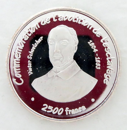 2007 Proof Togo 2500 Francs Commemoration of the Abolition of Slavery Silver.
