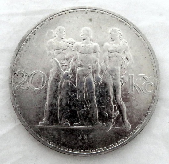 1933 Czechoslovakia 20 Korun Silver.