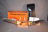 Old Smoky Folding Hunter Knife, Model OS-8 with Leather Sheath, NIB