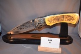 Embossed Lockback Knife with Display Stand