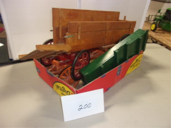 JOB LOT OF TOY WAGON GEARS AND WAGON BOXES