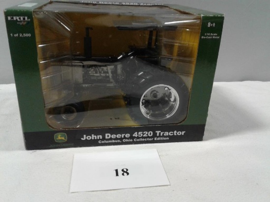 TOY TRACTOR ERTL 1/16 JD 4520 COLUMBUS, OH COLLECTOR EDITION DUAL WHEELS 2 POST ROPS