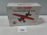 TOY ALLIS CHALMERS COLLECOR SERIES VINTAGE AIRPLANE BANK 1932 LOCKHEED VEGA