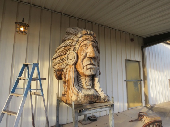 Large Carved Wooden Indian Statue