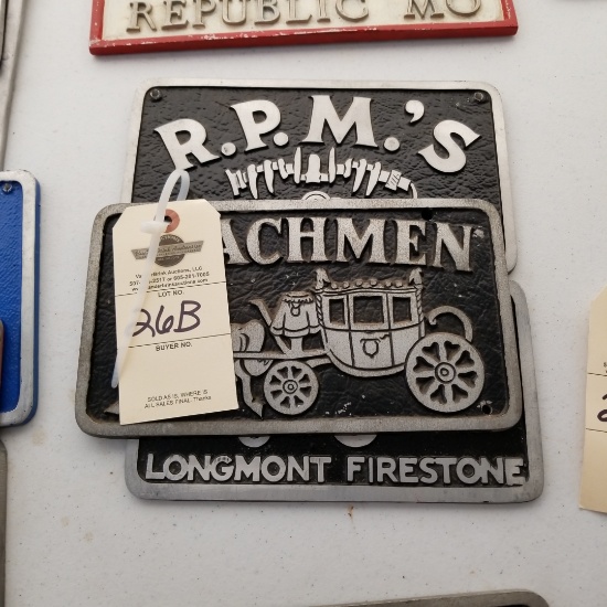 Vintage Vehicle Club Plates-Pot Metal of Drifters, RPM's, Coachman