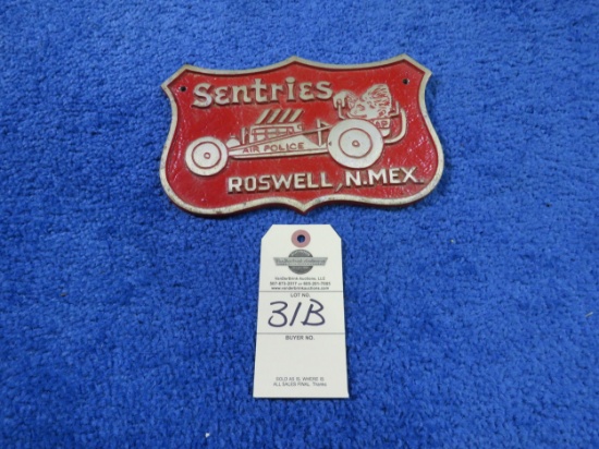 Sentries of Roswell, NM Vintage Vehicle Club Plate- Pot Metal