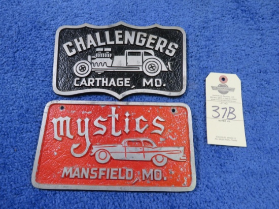 Vintage Vehicle Club Plates of Mystics and Challengers- Pot Metal