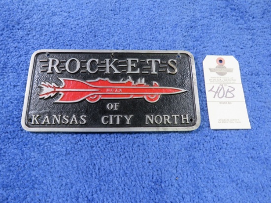 Rockets from KC North Vintage vehicle Clulb Plate- Pot Metal