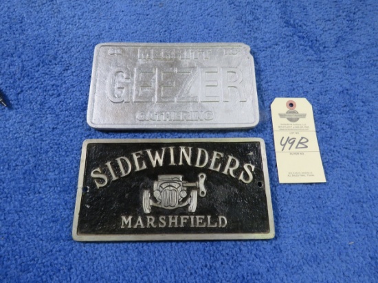 SideWindera Vintage Vehicle Club Plate- Pot Metal
