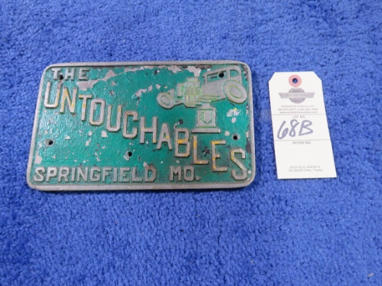 The Untouchables Vintage Vehicle Club Plate- Pot Metal