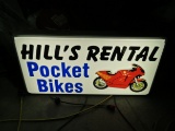 Hill's Pocket Bike Rental Lighted Sign