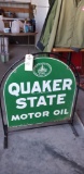 Quaker State Double sided painted tin display