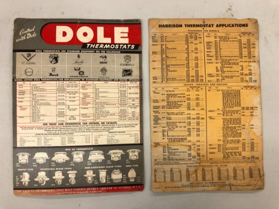 Dole Thermostat & Harrison Thermostat Applications Chart