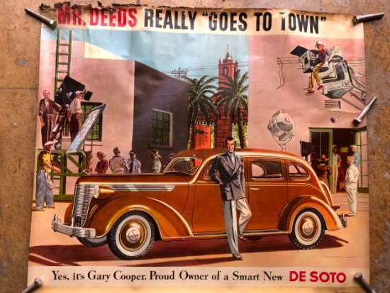 DeSoto Promotional Poster with Gary Cooper 44x38 inches
