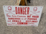 Danger Rat Poison Single Sided Porcelain Sign