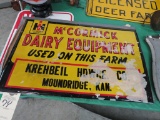 NOS McCormick Deering Dairy Equipment Painted Tin Sign