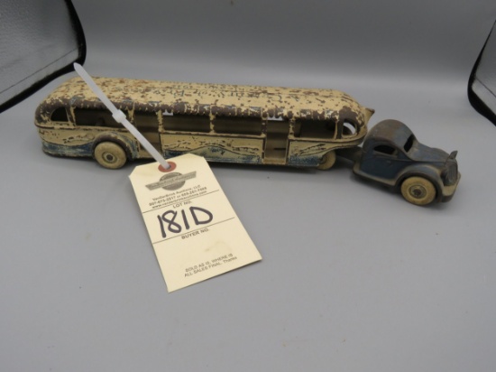 1933 Chicago's World Fair Arcade Greyhound Touring Bus  Cast Iron Approx. 14 inches