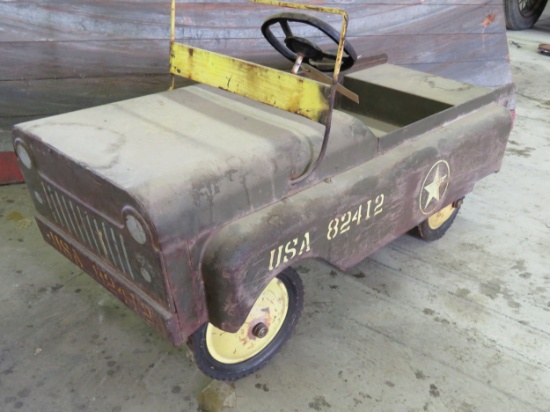 Vintage Garton Military Jeep Pedal Car for restore