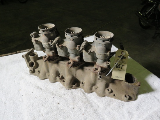 Rare Offenhauser Tri-Power Intake with Ford Carbs