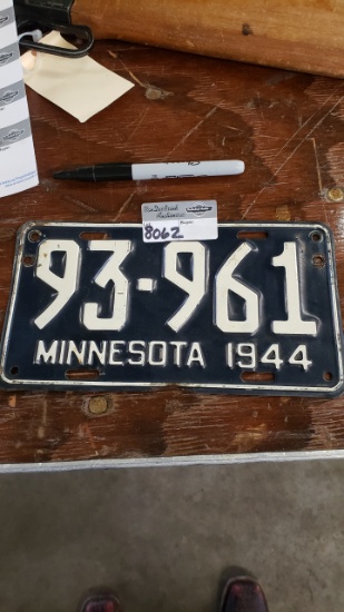 Rare 1944 MN single plate