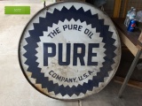 Pure Oil 42 Inch Double sided Porcelain sign with Ring