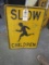 Vintage Single Sided Metal Children at Play Sign