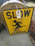 Vintage Single Sided Metal Children at Play Sign