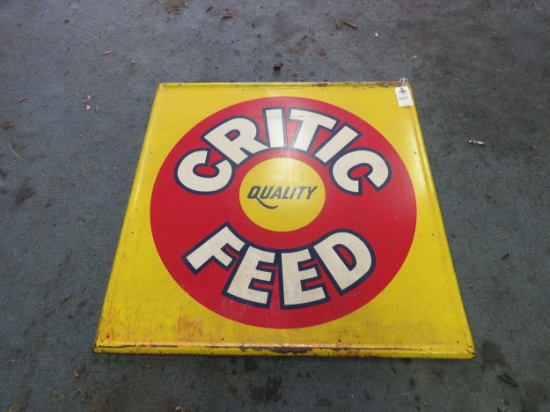 Critic Feeds Painted Tin sign