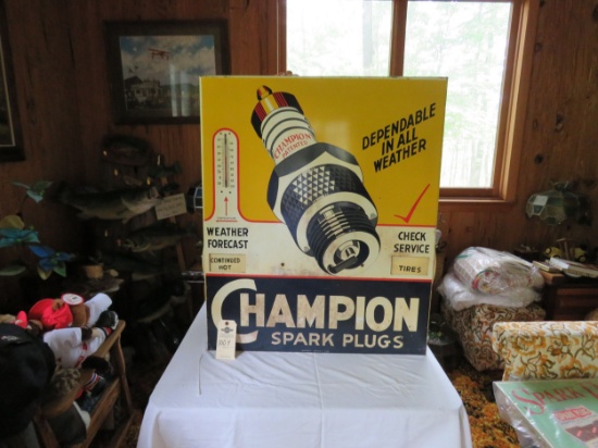 Champion Spark Plugs 28x34 Single Sided Painted Tin Sign