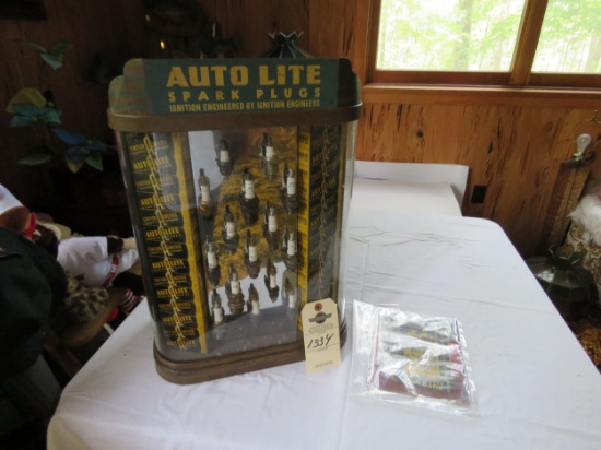 Vintage Auto Lite Spark Plug Metal Display Case and Manual