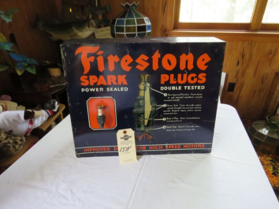 Vintage Firestone Metal Spark Plug Display