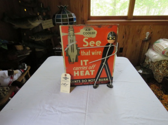 Vintage Leonard Air Cooled Spark Plug Display and Metal Case