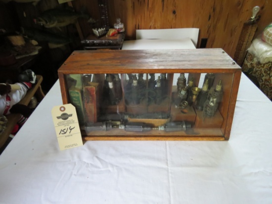 Display of Vintage and Rare Spark Plugs
