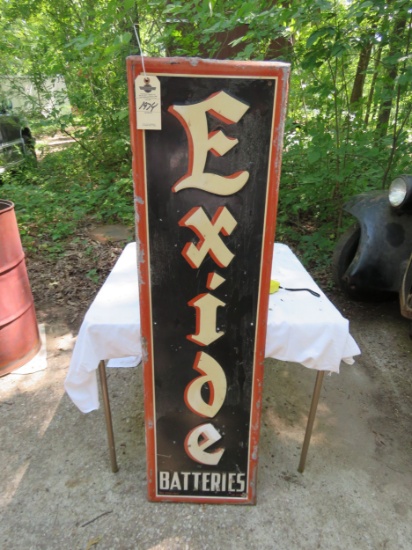 Exide Batteries Painted Tin Sign 16x57 inches