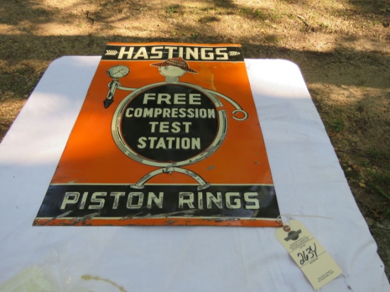 Hastings Piston Rings Painted Tin Sign 27.5X20 inches