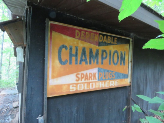 Champion Single Sided Painted Tin Sign