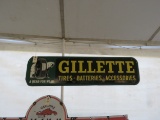 Gillette Tires Single Sided Painted Tin Sign 16inches X6 ft
