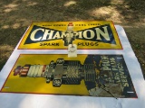 Champion Spark Plugs Painted Tin Sign Group 12x26 inches