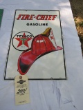 Texaco FireChief Gasoline SS Porcelain Pump Sign 10-47 12X19 inches