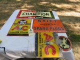 Vintage Painted Tin SS Spark Plug Sign Grouping