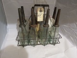 Vintage Glass Oil Bottles and Rack