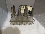 Vintage Glass Oil Jay B. Rhoades ottles and rack