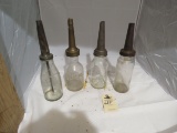 4 Glass Oil Bottles of Various Companies